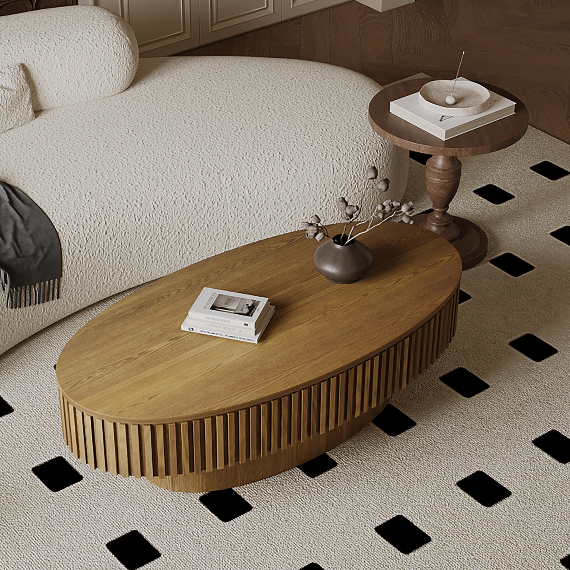 47 Oval Coffee Table Center Table Accent Table With Storage Sotage Table Cocktail Table End Table