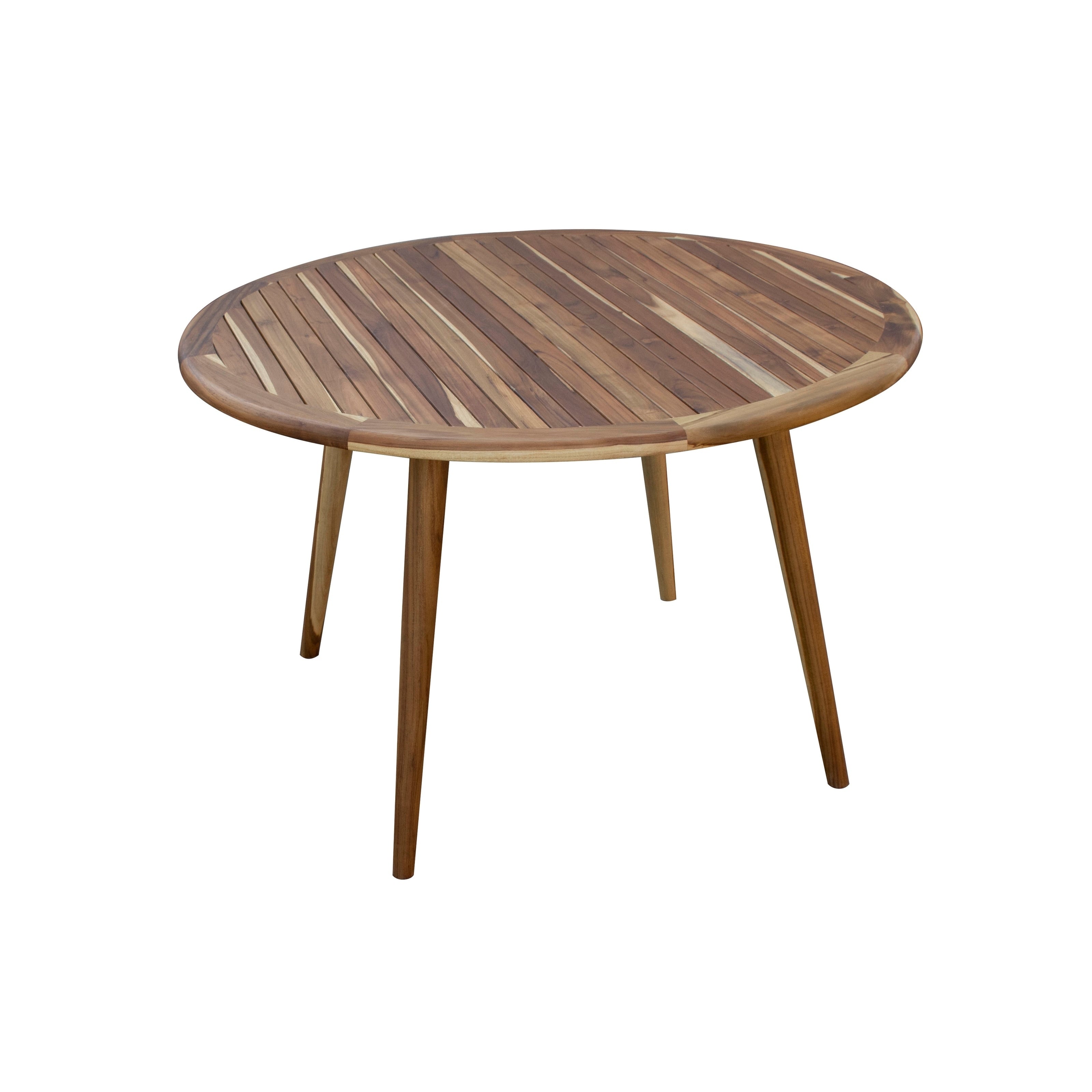 48 Ecodecors Mid Century Modern Round Solid Teak Dining Table In Earthyteak Finish N A