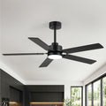 48 Inch Ceiling Fan With Led Light Remote Control Quiet Reversible Dc Motor Modern Black Ceiling Fan For Bedroom 48 Inches
