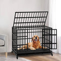 48 Inch Heavy Duty Indestructible Dog Crate With Wheels For Large And Medium Dogs Cage With Removable Plastic Tray