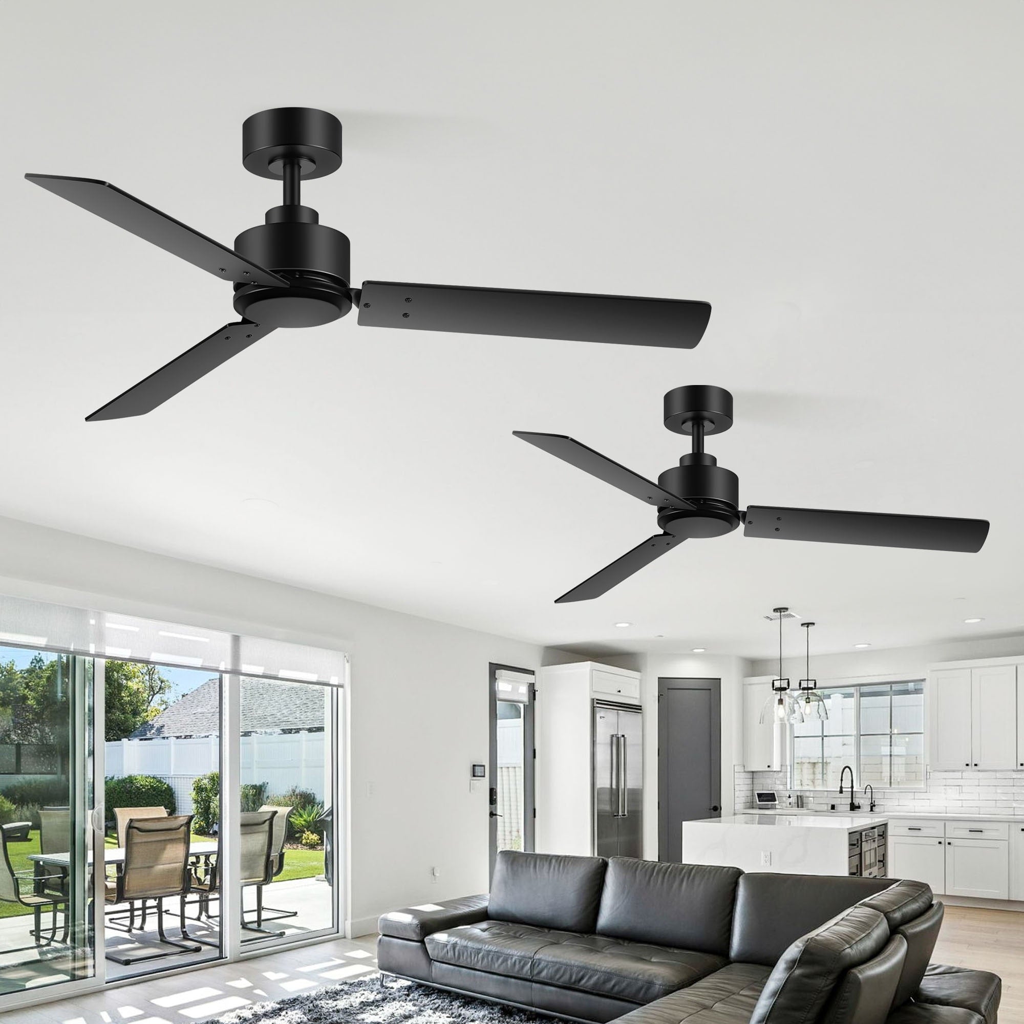 48 Inch Modern Ceiling Fan 2 Pack With Remote Black Ceiling Fan With Reversible Dc Motor For Bedroom 48 Inches
