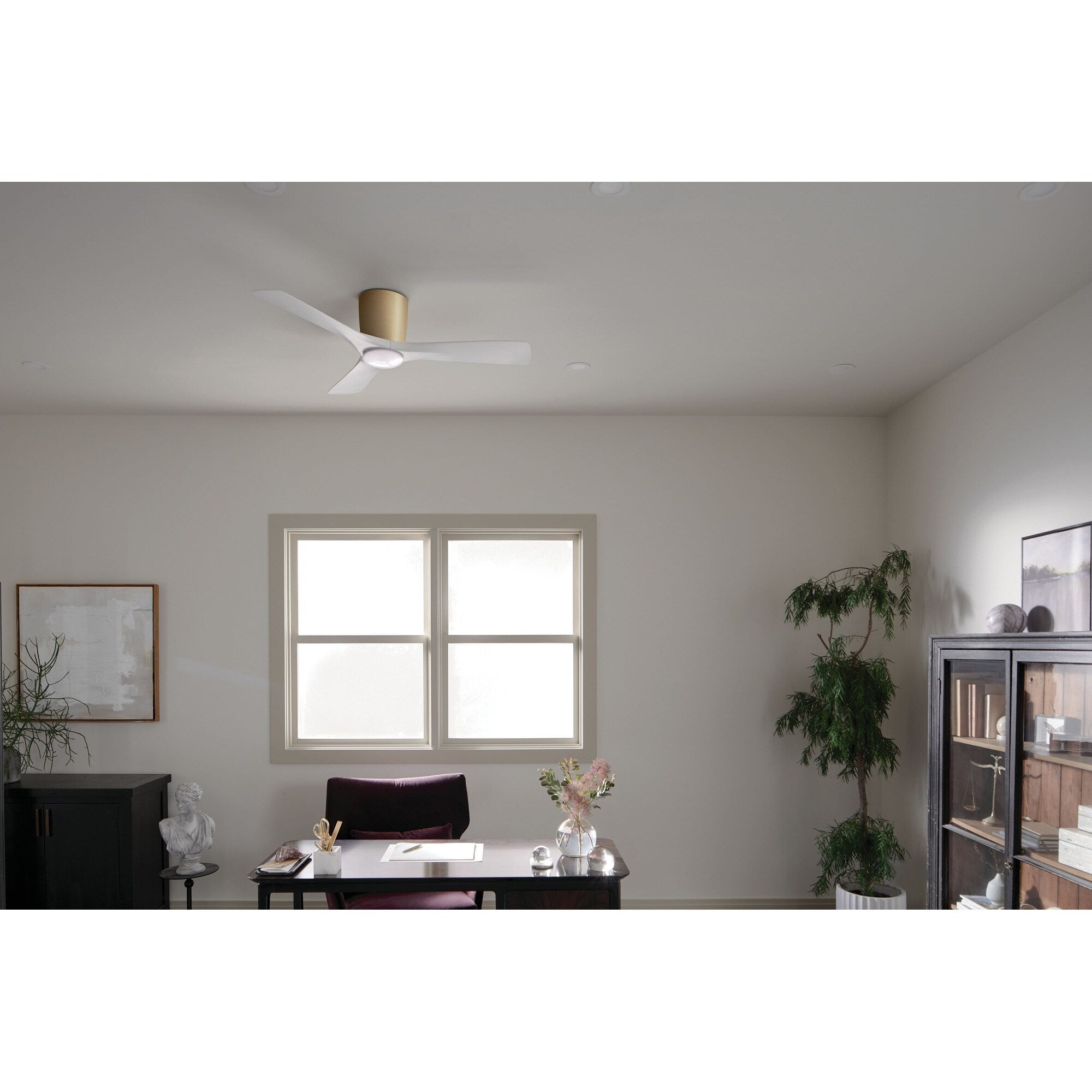 48 Inch Volos 3 Blade Indoor Ceiling Fan In Champagne Bronze With Matte White Blades