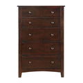 48 Inches 5 Drawer Wooden Chest With Round Knobs Brown