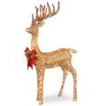National Tree Company 48 Christmas Pre Lit Sisal Splendor Champagne Standing Reindeer Decor