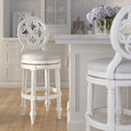 48 In.H White Finish Low Back Wood Frame Barstool Wood Seat Set Of 1 49.5