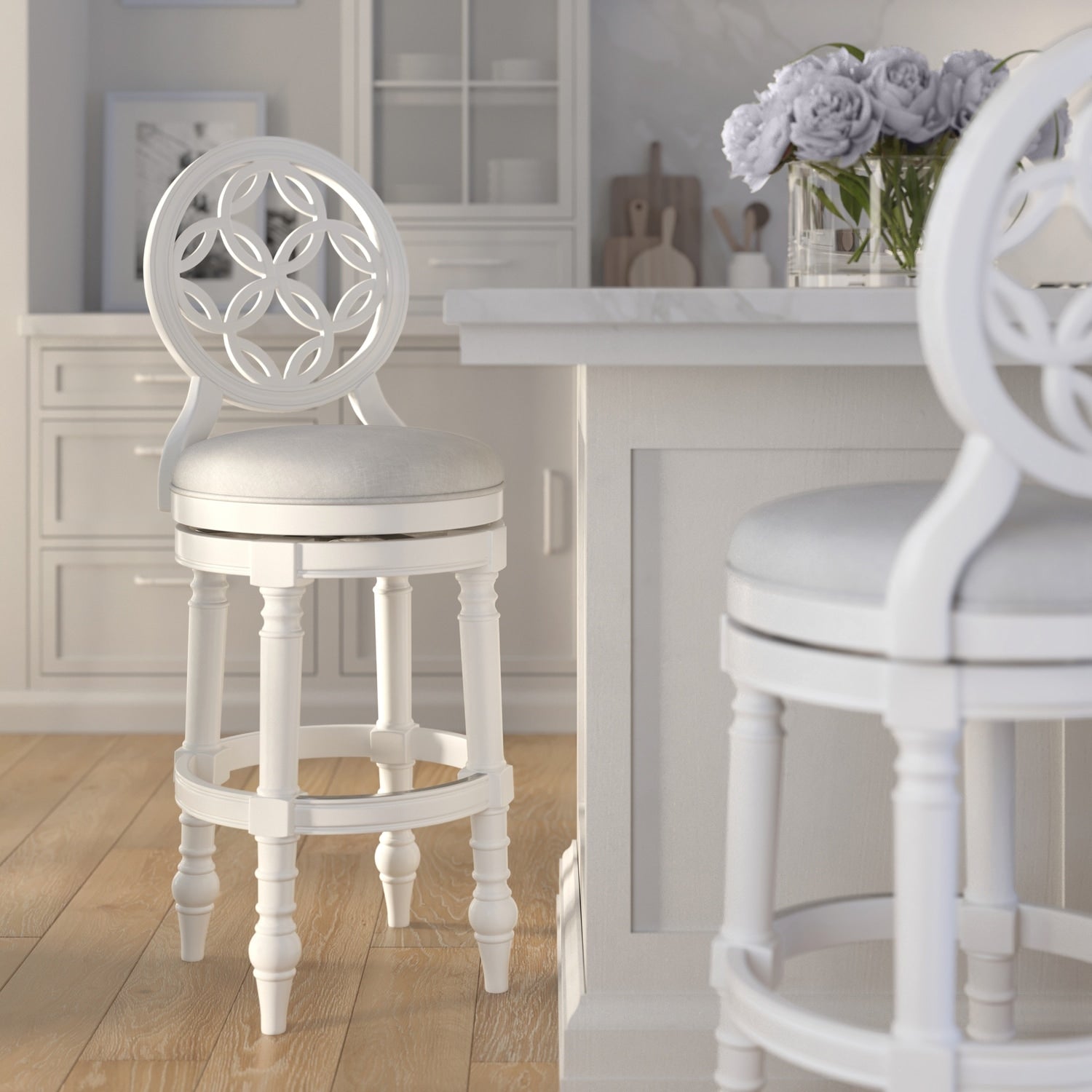 48 In.H White Finish Low Back Wood Frame Barstool Wood Seat Set Of 1 49.5
