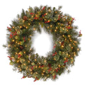 48 Inch Wintry Pine Wreath With Clear Lights 48 Inches Diameter X 7 Inches Deep