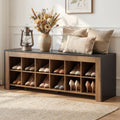 48.6 Inch Farmhouse Shoe Storage Bench With 12 Cubbies