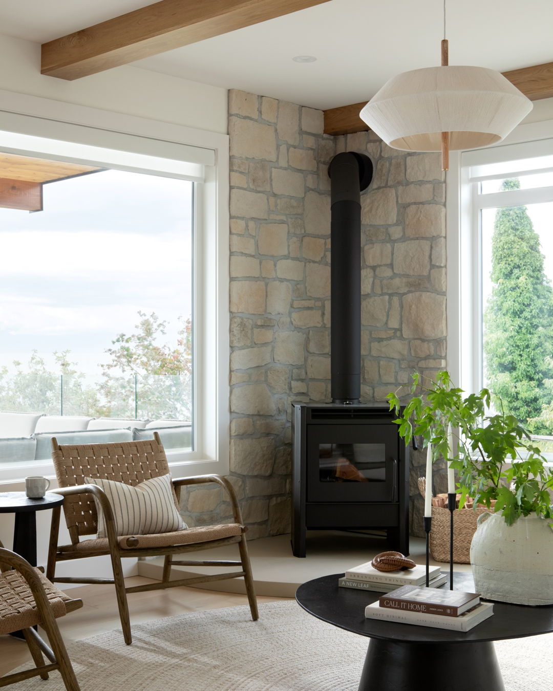 Totora Black Oak Round Pendant Light