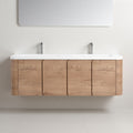 48 60 Plywood Water Resistant Wall Mounted Bathroom Vanity With Resin Sink And Soft Close Doors