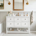 48 Bathroom Vanity With Sink Marble Countertop Single Bathroom Vanity With 6 Drawers White