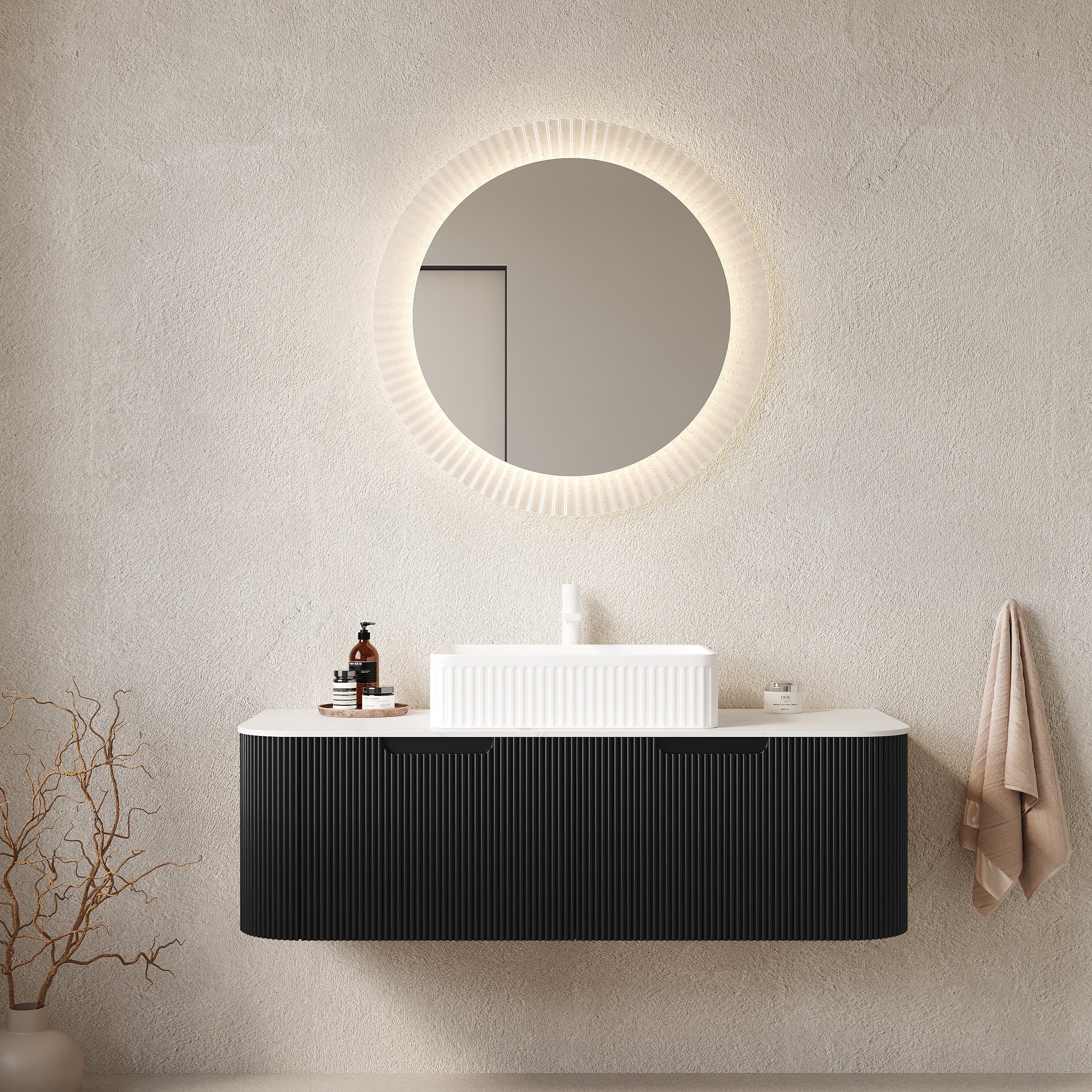 48 Bathroom Vanity With Sink Wall Mounted Bathroom Storage Cabinet With 2 Drawers Rectangular Ceramic Basin No Faucet