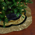 48 Black And Gold Velveteen Multi Design Scallop Christmas Tree Skirt