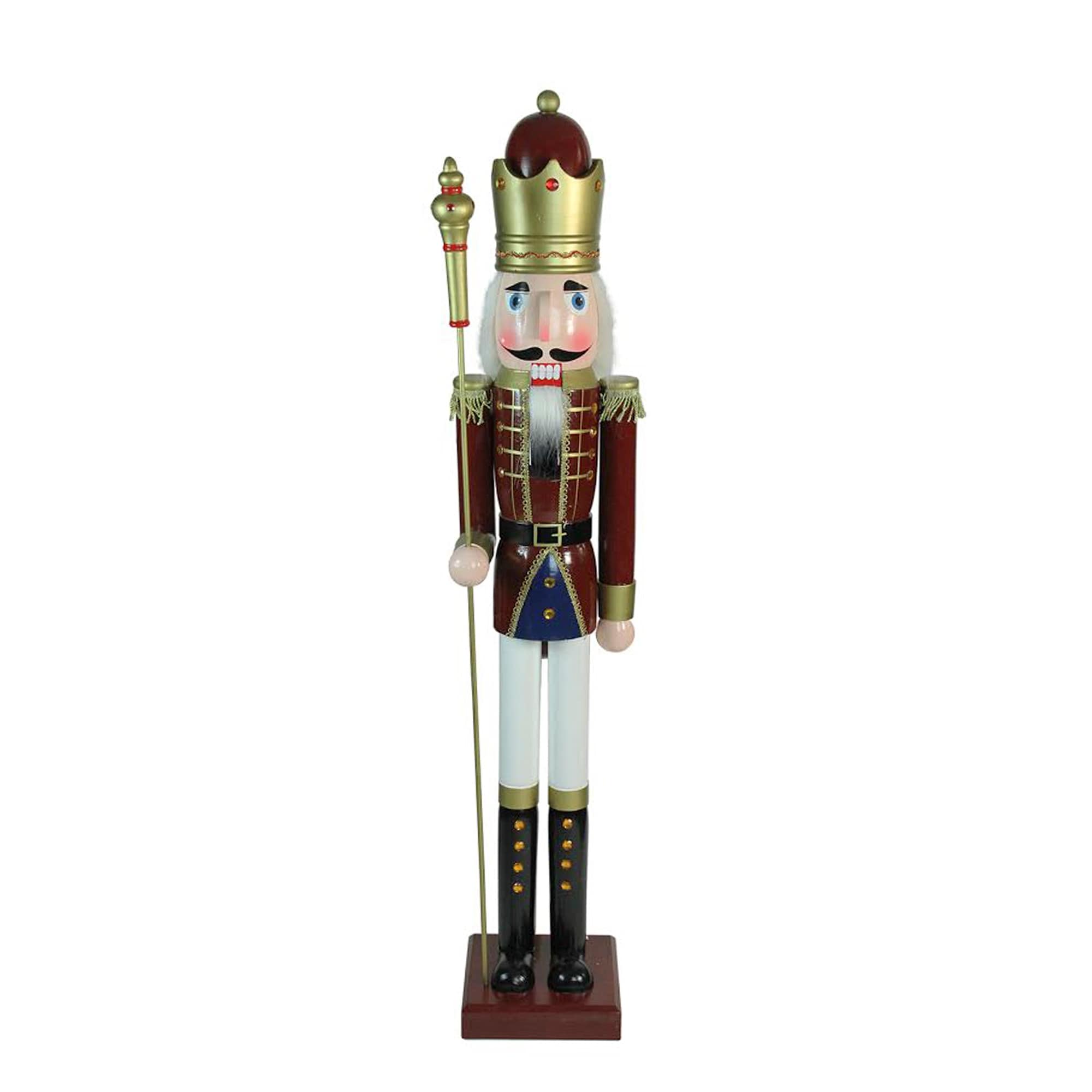 48 Brown Wooden Christmas Nutcracker King With Scepter