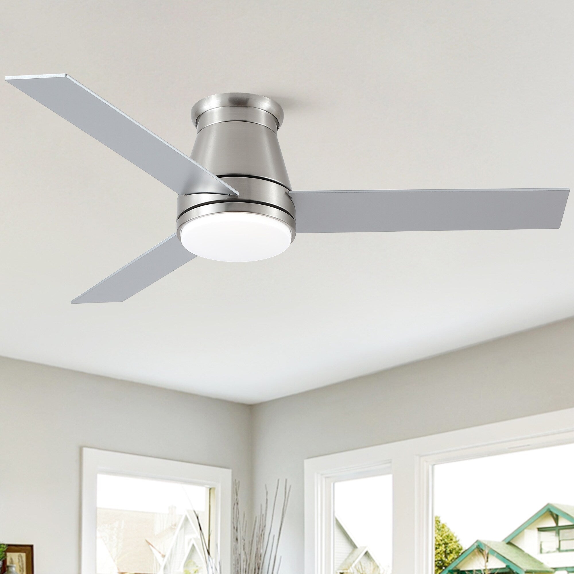 48 Bruched Nickel Lowe Profile Ceiling Fan With Light
