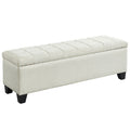 48 Chiffon White Solid Rectangular Storage Ottoman N A