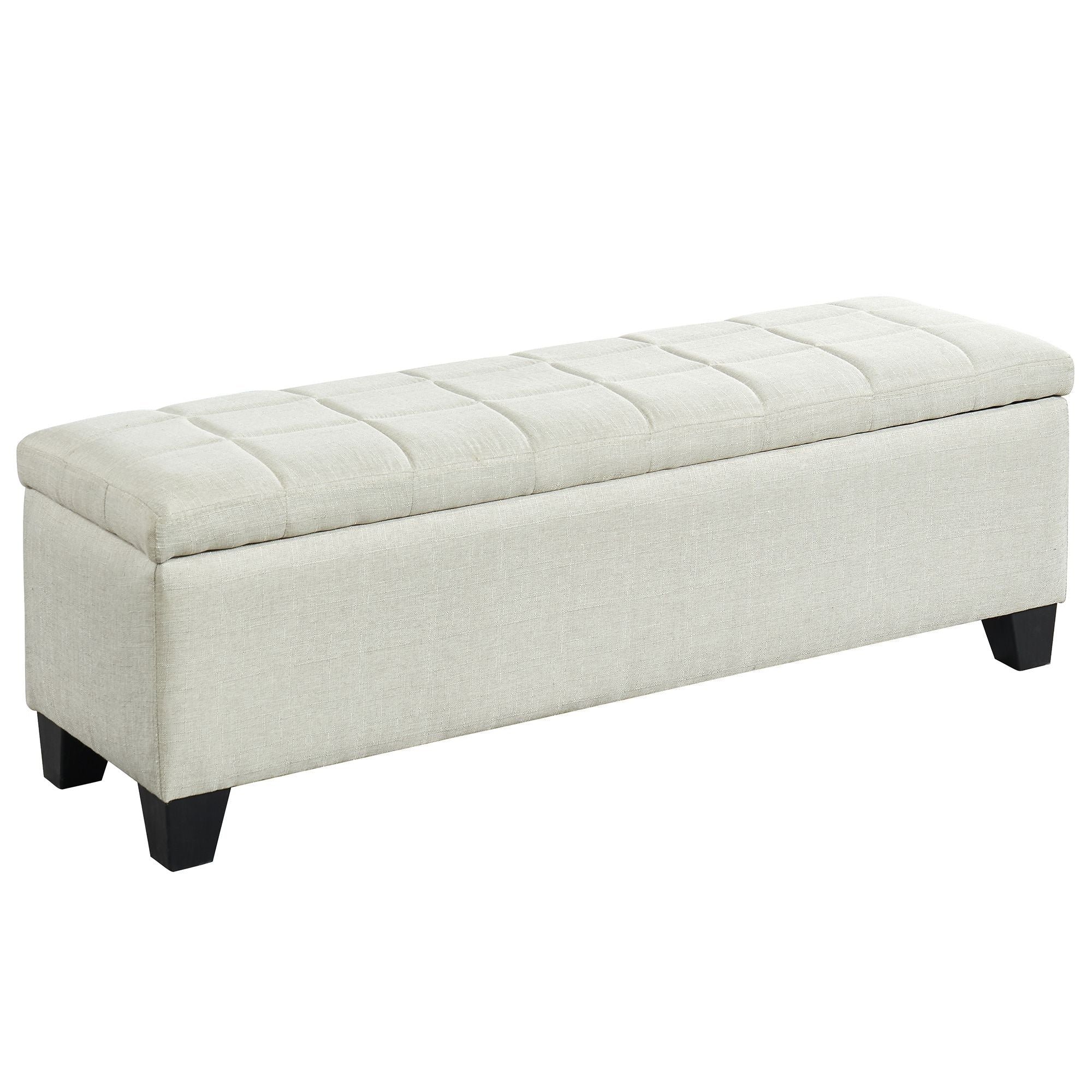 48 Chiffon White Solid Rectangular Storage Ottoman N A