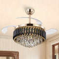 48 Crystal Fandelier Ceiling Fan With Light And Retractable Blades Led Dimmable For Bedroom Living Room 48 Inches
