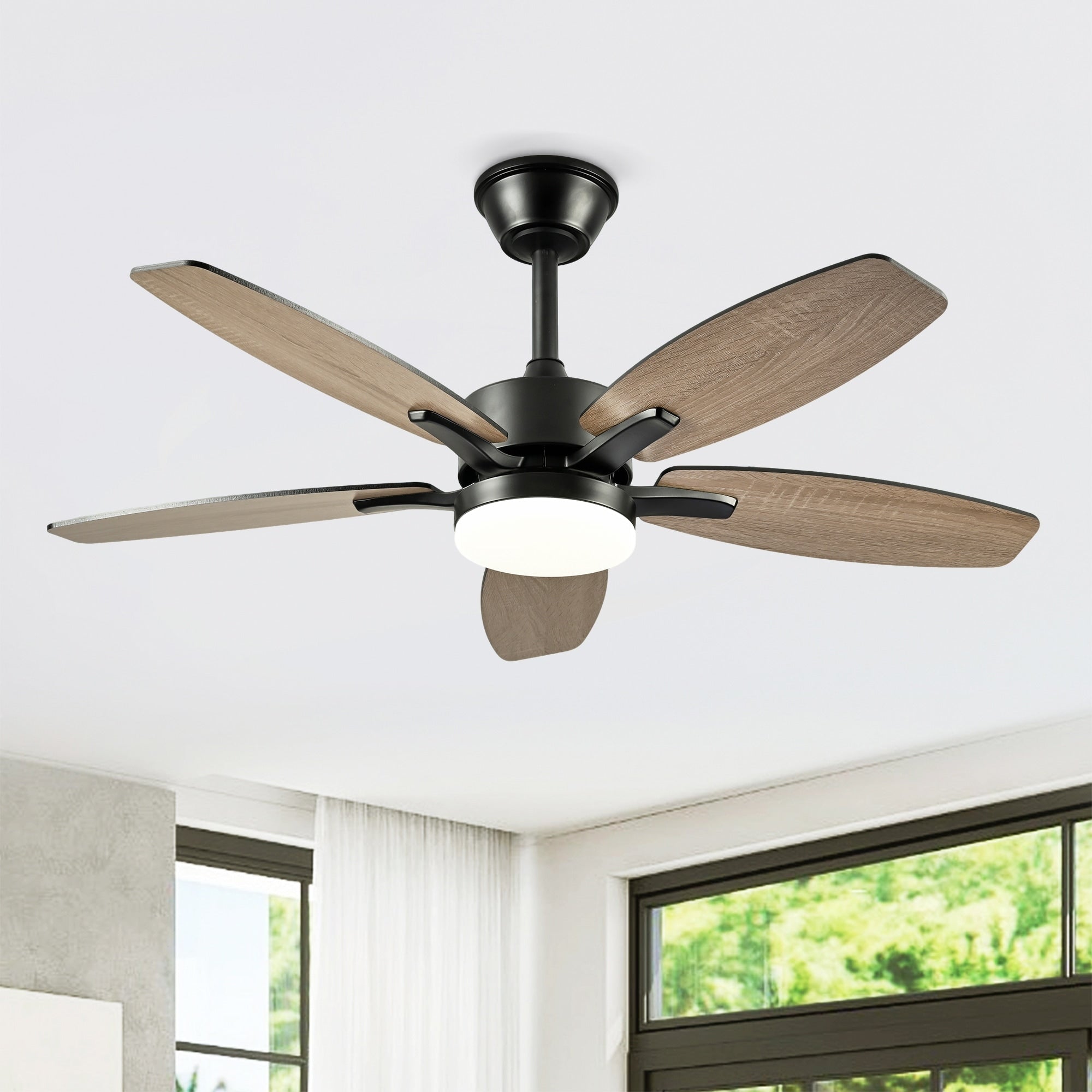 48 Farmhouse Ceiling Fan With Lights And Remote Control Quiet Dc Motor 6 Speeds Reversible Ceiling Fan For Living Room