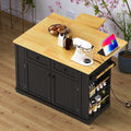 48 Kitchen Island With 2 Bar Stools Power Outlet Drop Leaf Storage Cart On Wheels With Drawers