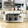 48 Kitchen Island With Drop Leaf Power Outlet Internal Storage Rack 5 Open Side Racks