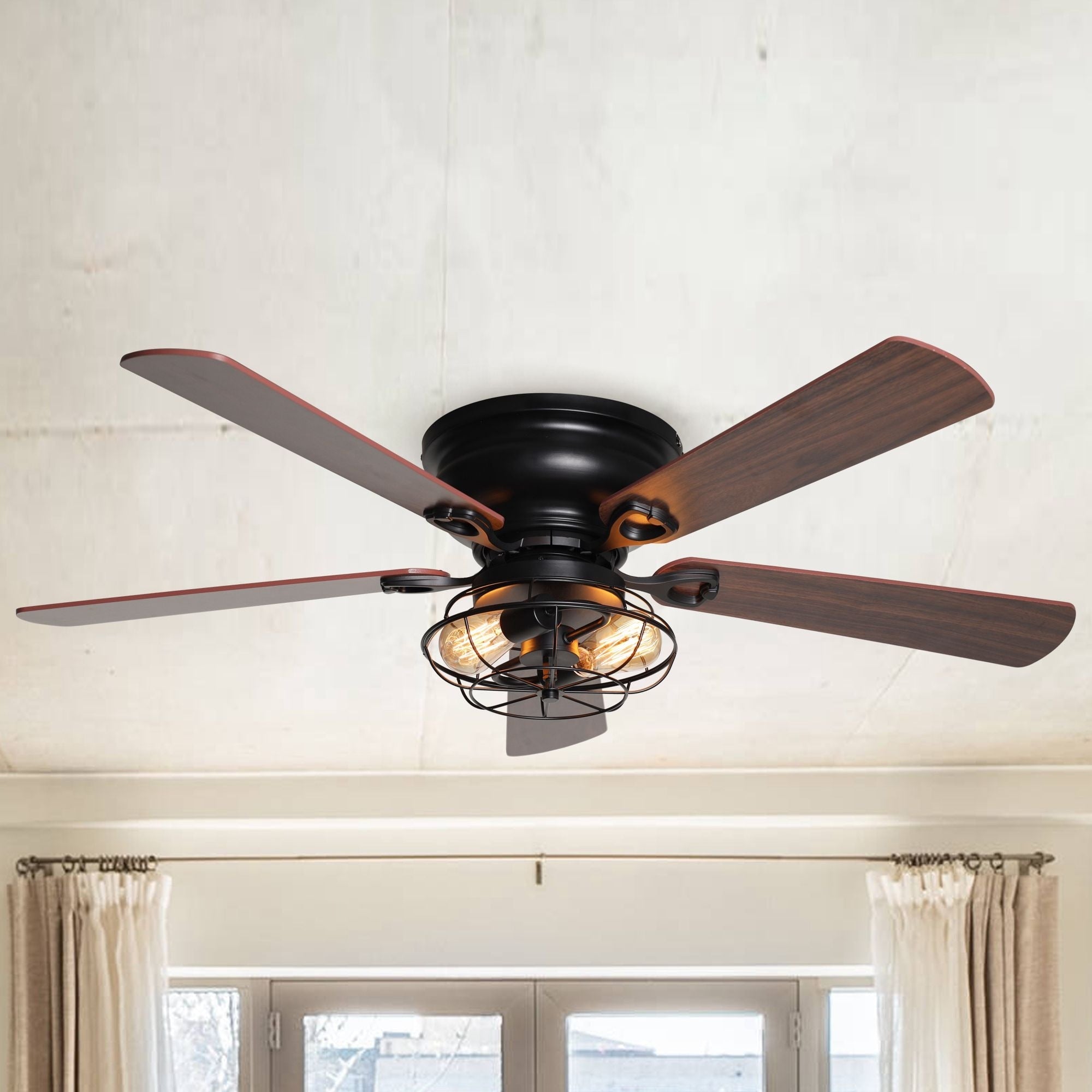 48 Low Profile Metal 5 Blade Ceiling Fan With Cage