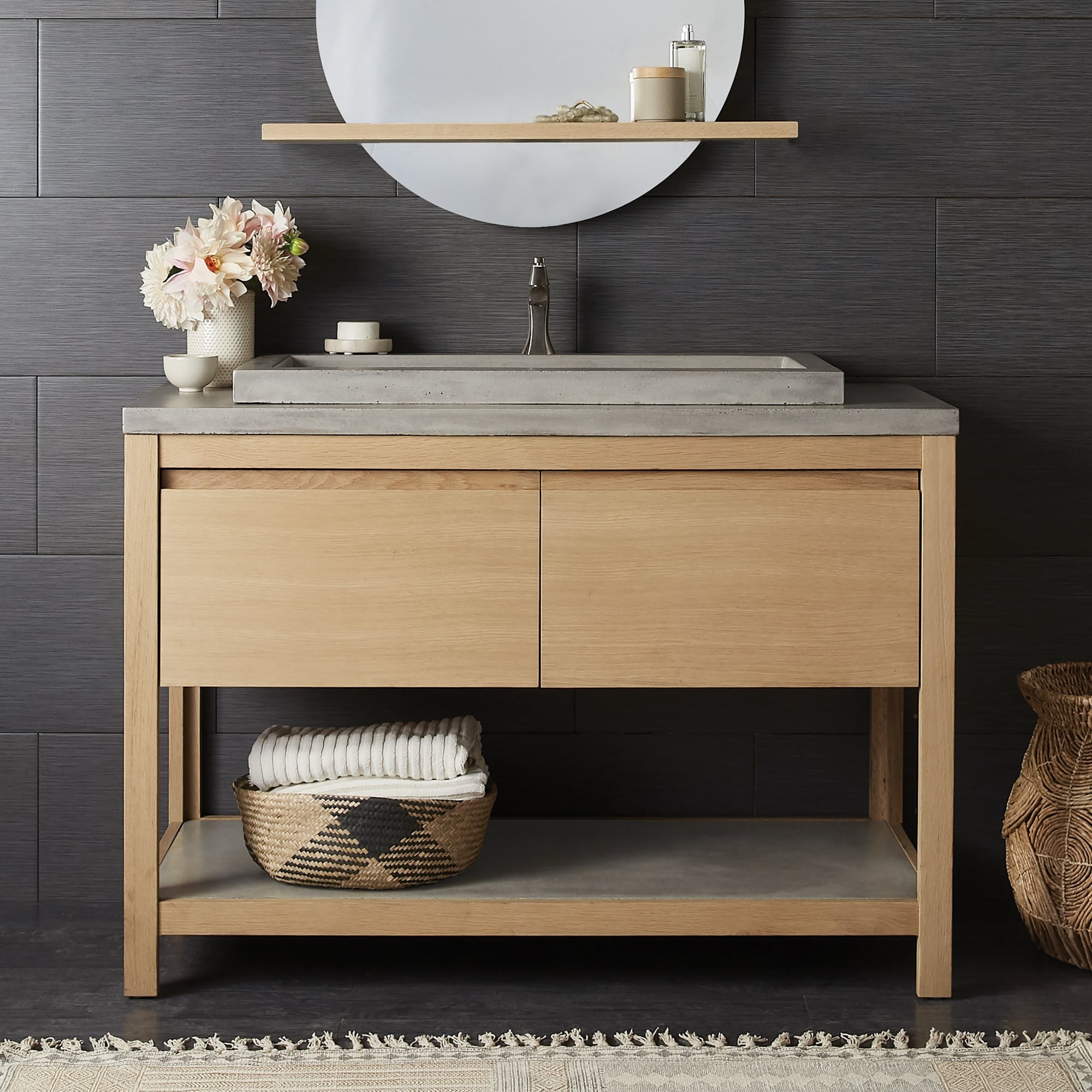 48 Nativestone Concrete Vanity Top Trough 3619 Sink Cutout Top Only