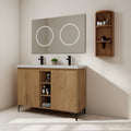 48 Plywood Water Resistant Freestanding Bathroom Vanity With Double Resin Sink Soft Close Doors
