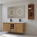 48 Plywood Water Resistant Wall Mounted Bathroom Vanity With Double Resin Sink Soft Close Doors