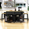 48 Rolling Kitchen Island With Barn Doors Charging Station Kitchen Cart With Drop Leaf Adjustable Shelves