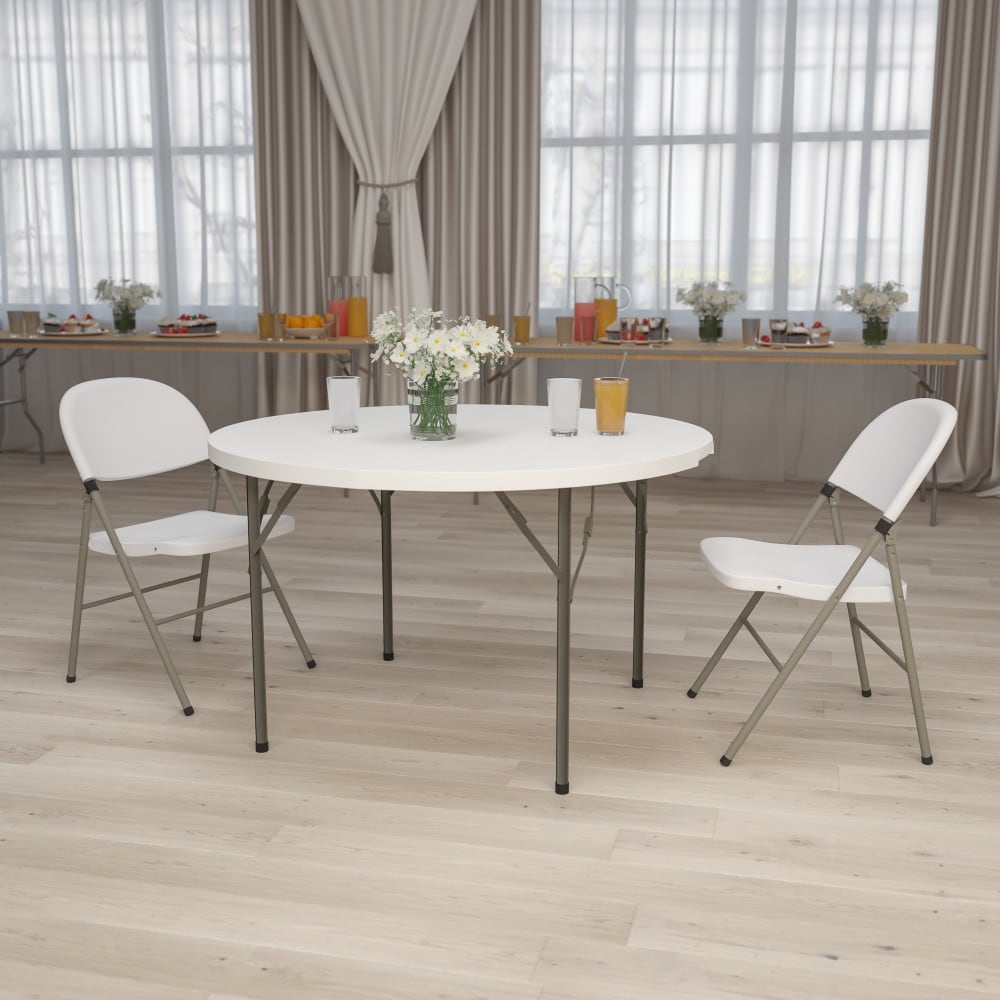 48 Inch Round Granite White Plastic Folding Table