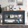 48 Solid Pine Wood Top Console Table Modern Entryway Sofa Side Table With 3 Storage Drawers And 2 Shelves