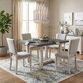48 Solid Wood Farmhouse 5 Piece Dining Table Set With Upholstered Chairs