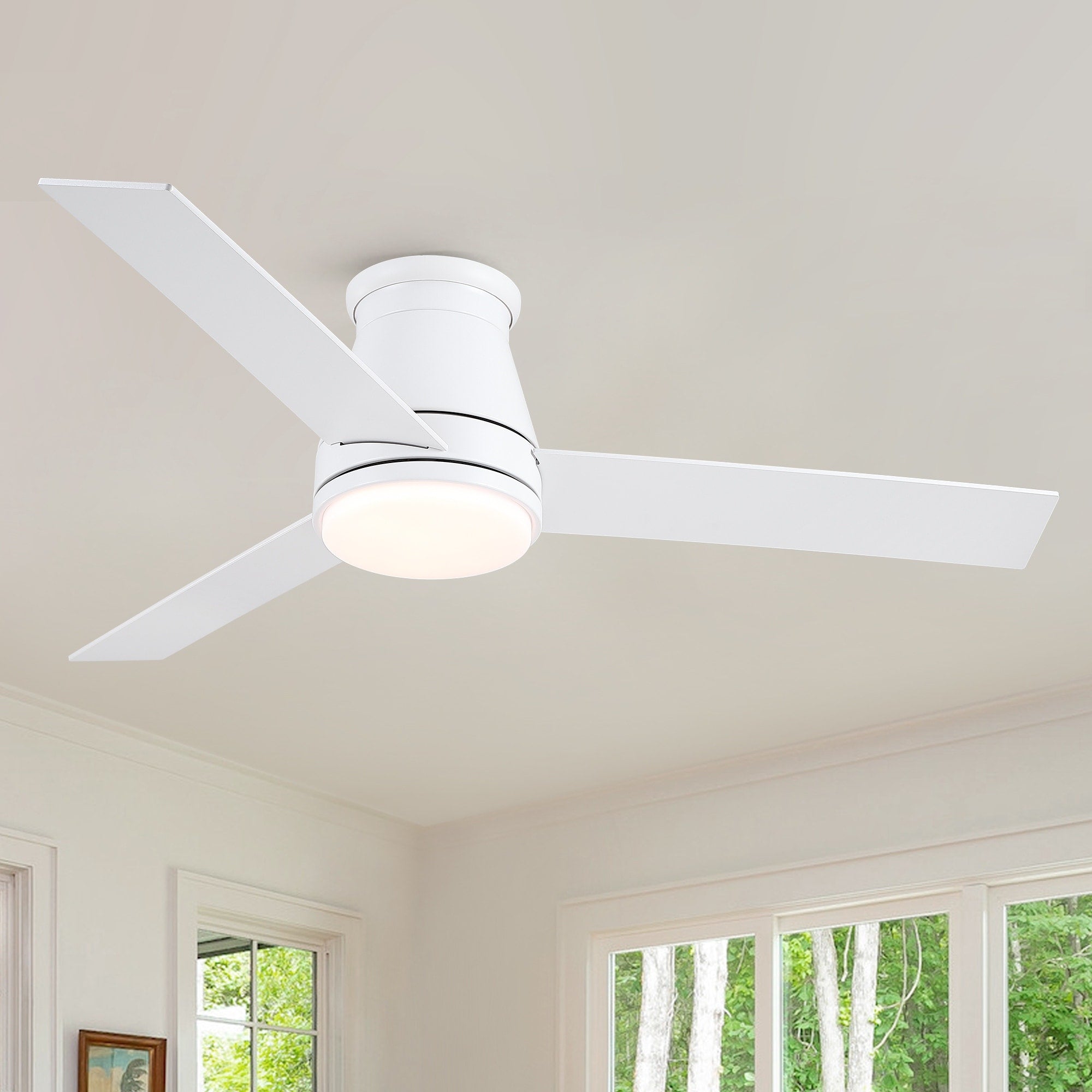 48 White Blades Lowe Profile Ceiling Fans With Light