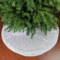 48 Iridescent Glitter Snowflake Christmas Tree Skirt With Faux Fur Trim White
