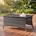48 L X 28 W X 21 H Outdoor Wicker Coffee Table With Tempered Glass Top