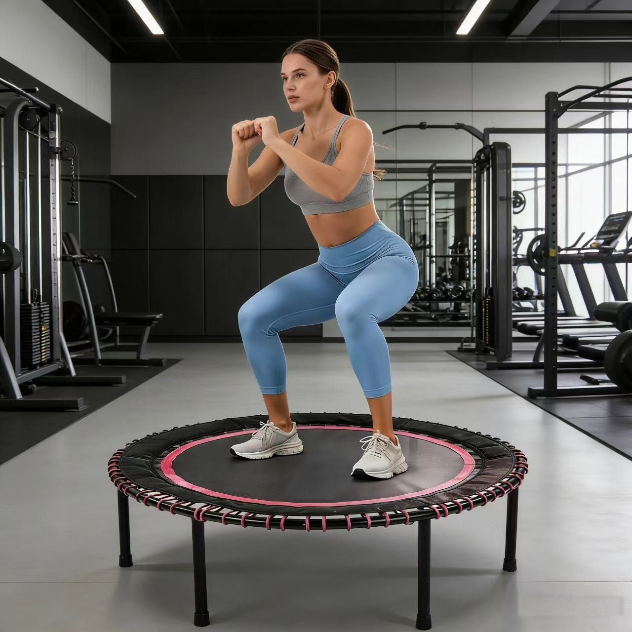 48 Springless Mini Fitness Trampoline Exercise Rebounder For Quieter And Safer Workouts Loading 450Lbs Gym Jumping Trainer