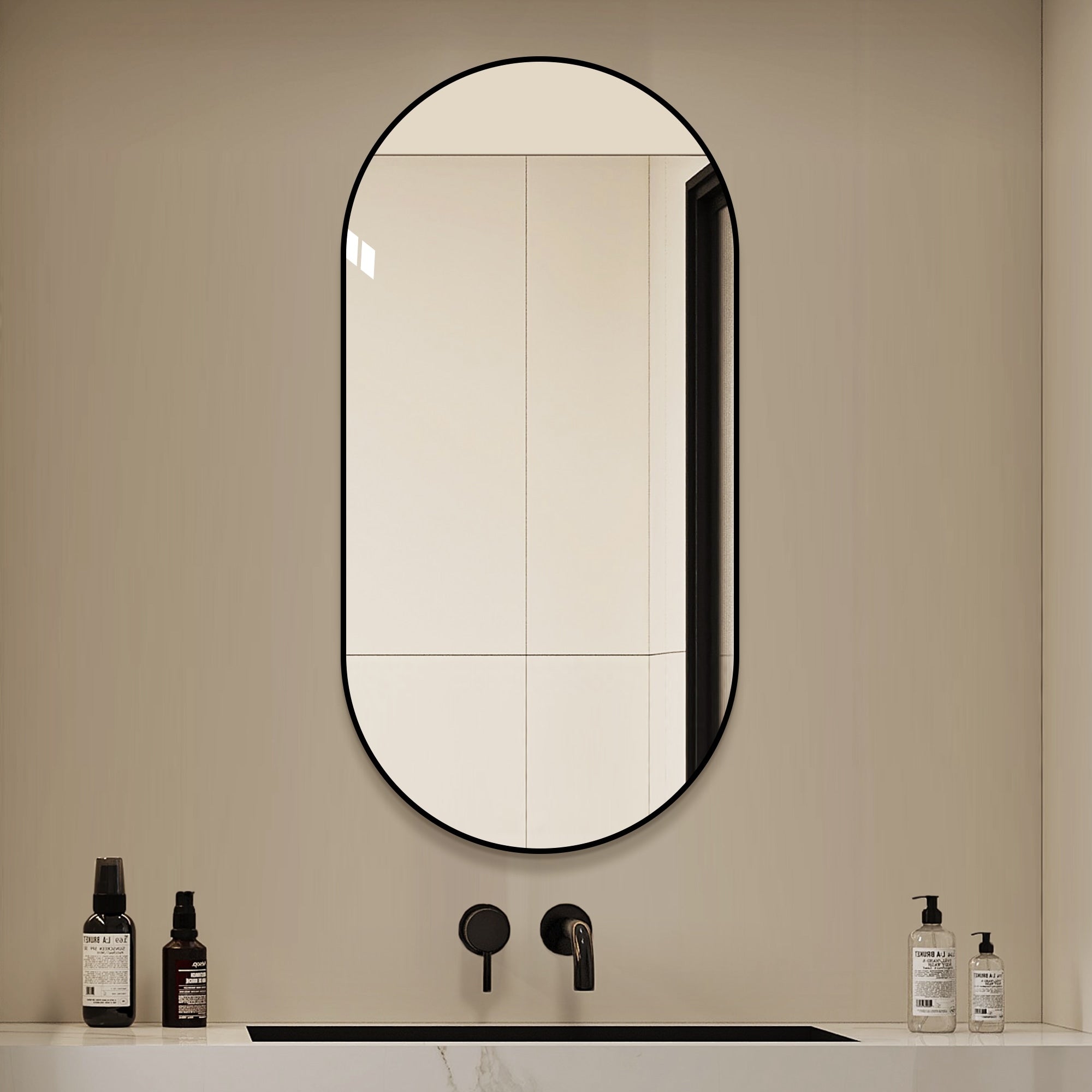 48 24 Black Bathroom Vanity Mirror Wall Mounted