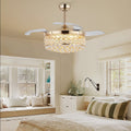 48 Retractable Ceiling Fan With Lights And Remote 6 Speed 3 Light Change Retractable Blade Chandelier Ceiling Fan