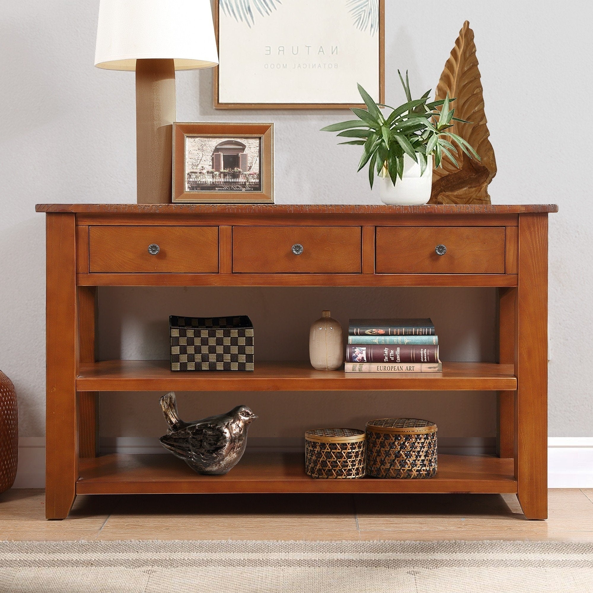 48 Solid Pine Wood Top Console Table