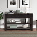 48 Solid Pine Wood Top Console Table Modern Entryway Sofa Side Table With 3 Storage Drawers And 2 Shelves