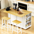 48Inch Rolling Drop Leaf Kitchen Island With 5 Open Side Racks No Stools