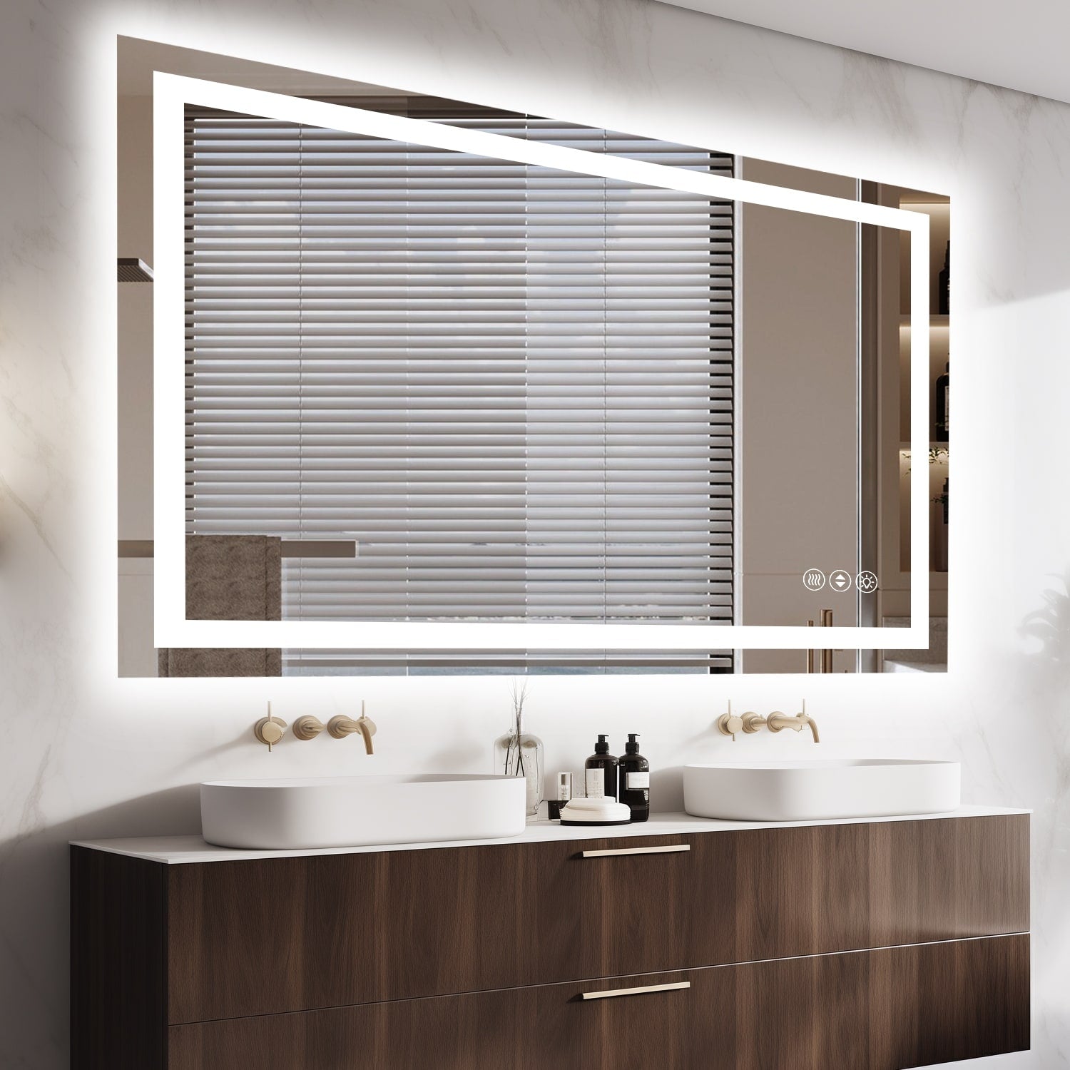 48X30 Inch Frameless Led Bathroom Mirror Smart Mirror White