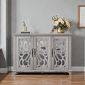 49 Mirrored 3 Door Sideboard With Adjustable Shelves Mdf Buffet Storage Cabinet For Living Room Kitchen Or Entryway