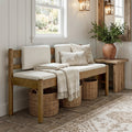 49 Solid Wood Backrest Entryway Bench White Cushion End Of Bed Bench