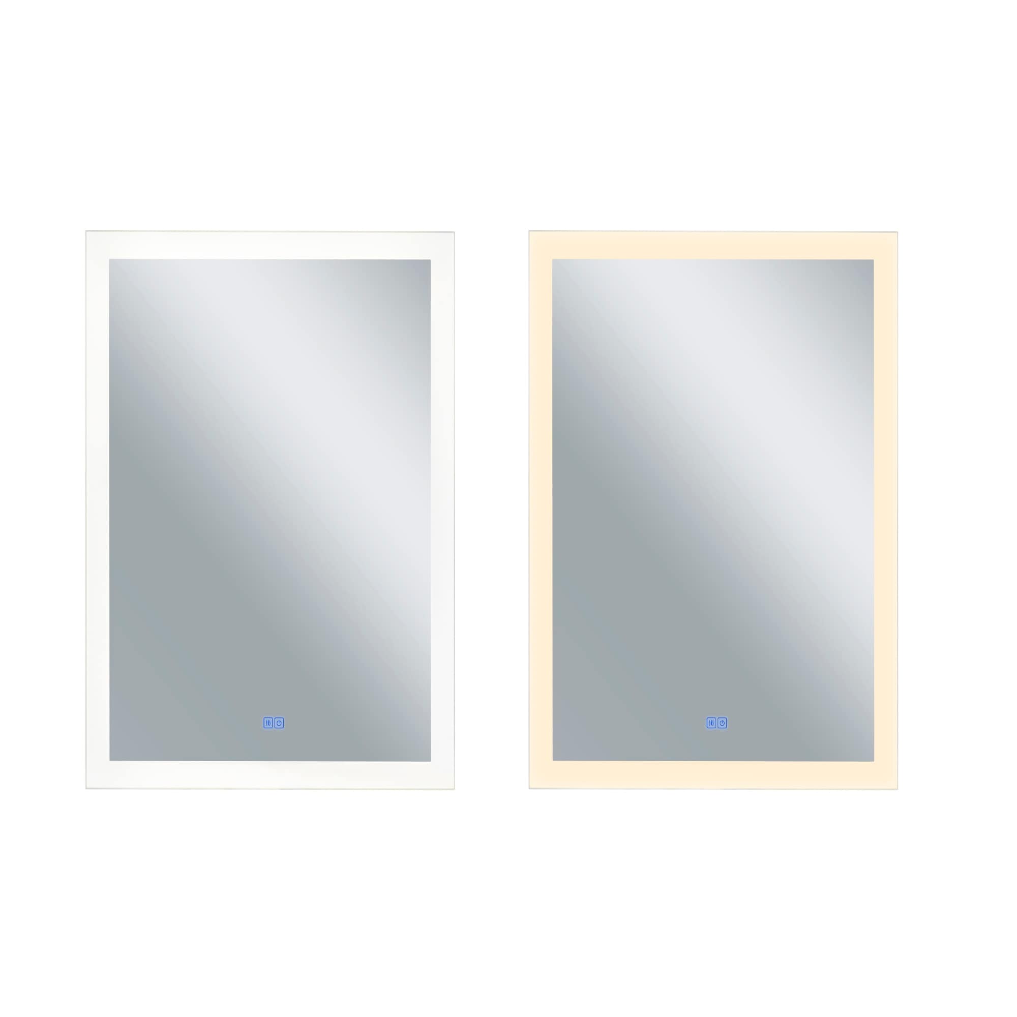 49 In. X 30 In. Abigail Matte White Rectangle Led Wall Mirror