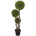 4Ft Potted Fake Plant Artificial Boxwood Topiary Tree Triple Ball Tree For Indoor And Outdoor