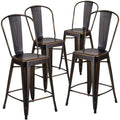Distressed Metal 24 Inch Stool
