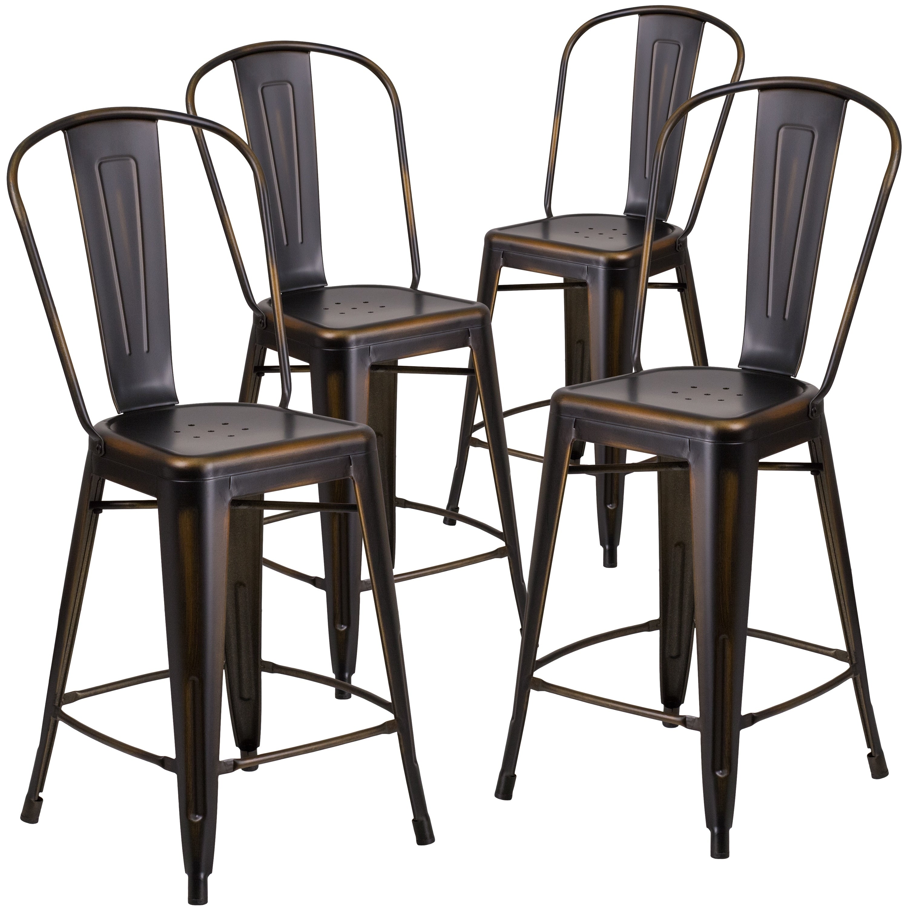 Distressed Metal 24 Inch Stool