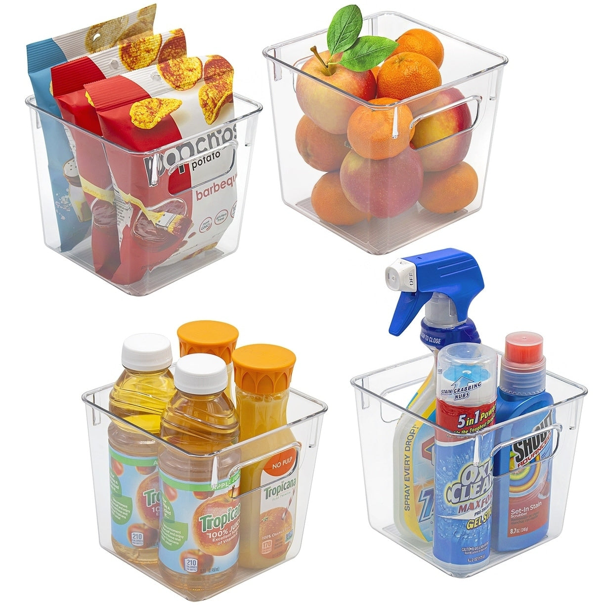 4Pk Small Square Fridge Bin With Handle